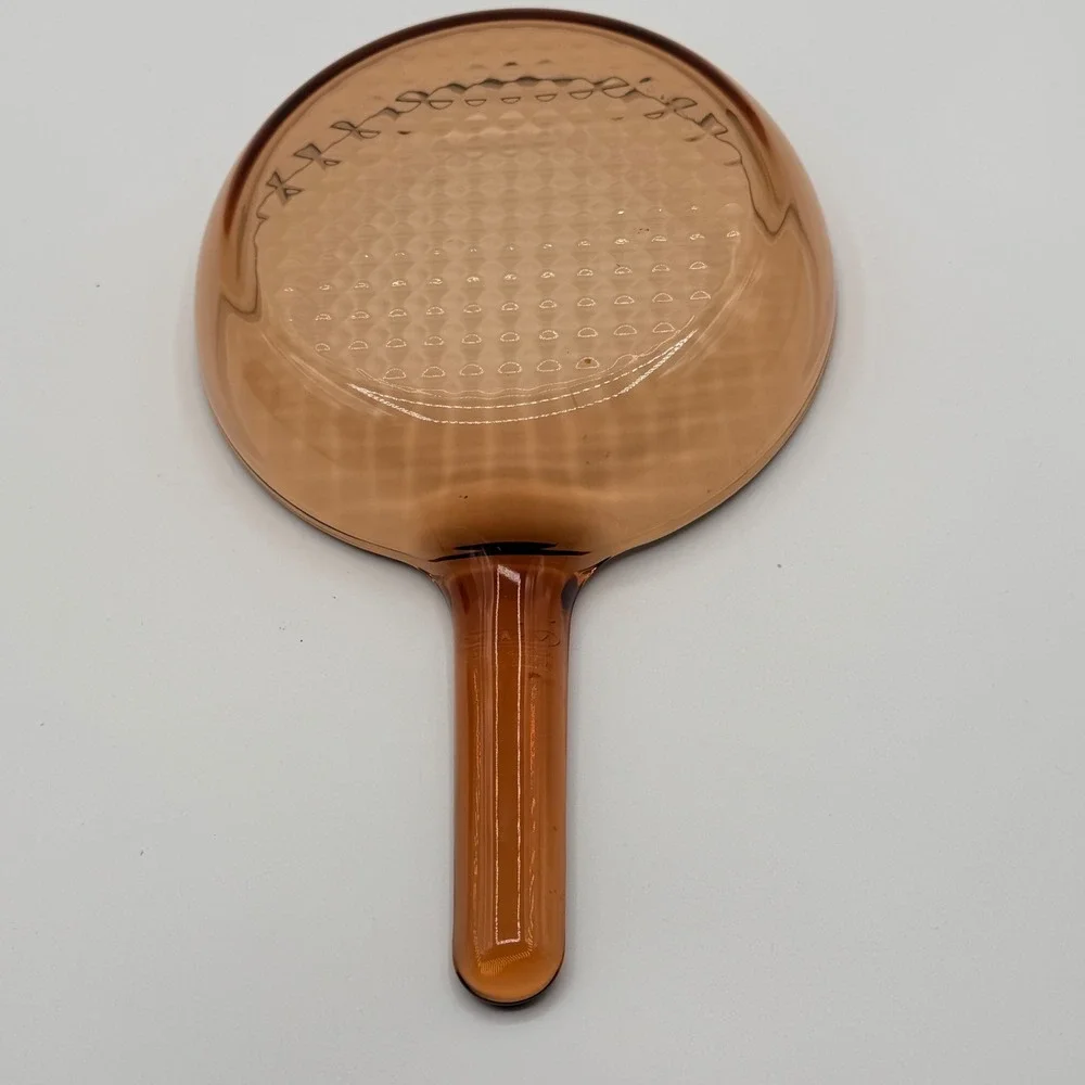 Vision Corning France 7 Inch Amber Glass Skillet V-7-B Waffle Bottom Vintage Pan